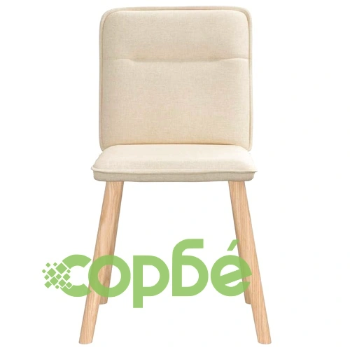 Трапезни столове, 4 бр., кремав текстил, метална и дървена рамка ➤ топ цена ➤ sorbe.bg