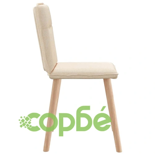 Трапезни столове, 4 бр., кремав текстил, метална и дървена рамка ➤ топ цена ➤ sorbe.bg