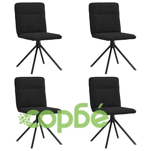 Трапезни столове, 4 бр., черни, текстил, с метална и дървена рамка ➤ топ цена ➤ sorbe.bg