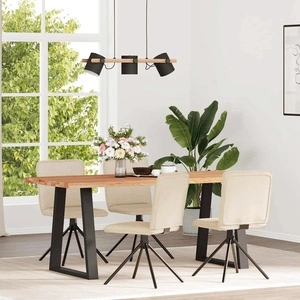 Елегантни трапезни столове, 4 бр., кремав текстил, с метална основа