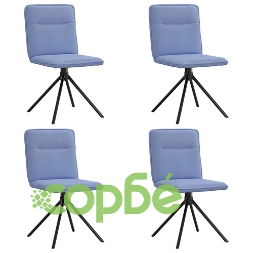 Трапезни столове, 4 бр., дънково сини, текстил, с метална рамка ➤ топ цена ➤ sorbe.bg