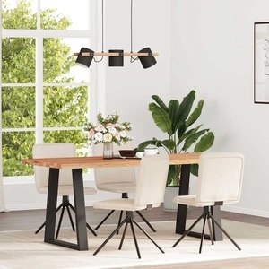 Елегантни трапезни столове от лен, комплект от 4 броя