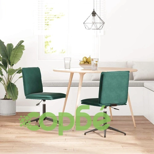 Трапезни столове от кадифе, 2 бр, тъмнозелени, регулируема височина ➤ топ цена ➤ sorbe.bg