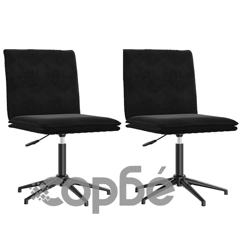 Трапезни столове от черно кадифе, 2 бр, регулируема височина ➤ топ цена ➤ sorbe.bg