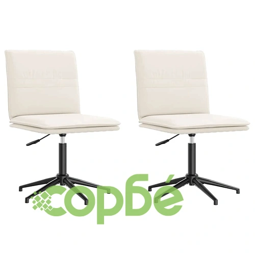 Трапезни столове от кадифе, 2 бр, кремави, регулируема височина 74-84 см ➤ топ цена ➤ sorbe.bg