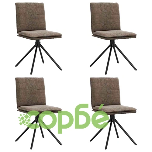 Комплект 4 Трапезни Стола от Тъмно Сив Изкуствен Велур с Метална Основа ➤ топ цена ➤ sorbe.bg