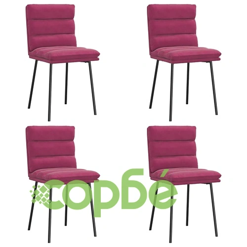 Трапезни столове, 4 бр, виненочервени, кадифени с метална рамка, 45 x 54 x 83 см ➤ топ цена ➤ sorbe.bg