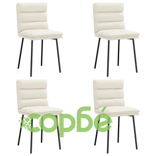 Трапезни столове от кадифе, комплект 4 бр., кремави, 45 x 54 x 83 см ➤ топ цена ➤ sorbe.bg