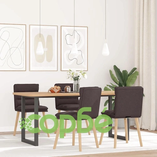 Трапезни столове, 4 бр, тъмнокафяви, текстил, с метална рамка ➤ топ цена ➤ sorbe.bg