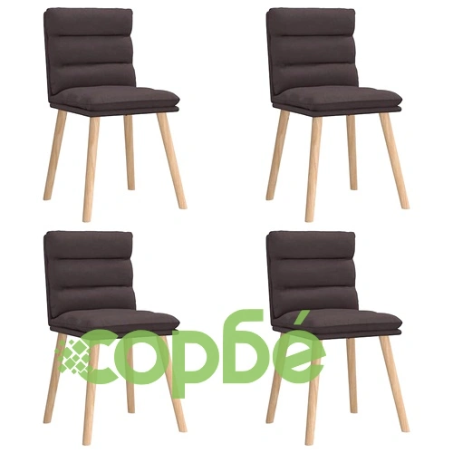 Трапезни столове, 4 бр, тъмнокафяви, текстил, с метална рамка ➤ топ цена ➤ sorbe.bg