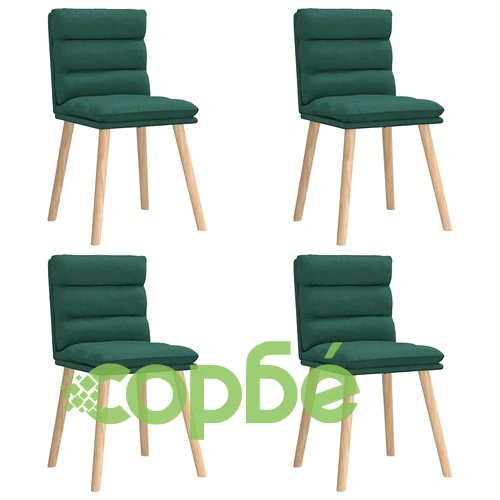 Трапезни столове, 4 бр, тъмнозелени, полиестерен плат ➤ топ цена ➤ sorbe.bg