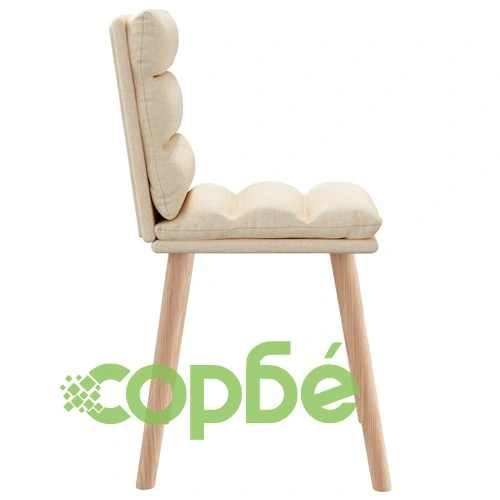 Трапезни столове, 4 бр, кремави, текстил, с метална рамка ➤ топ цена ➤ sorbe.bg