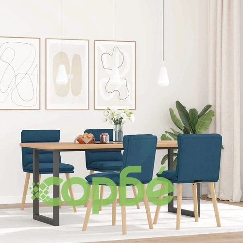 Трапезни столове от текстил, комплект 4 броя, сини ➤ топ цена ➤ sorbe.bg
