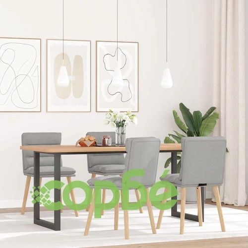 Трапезни столове, 4 бр, облачно сиви, текстил, с метална рамка ➤ топ цена ➤ sorbe.bg