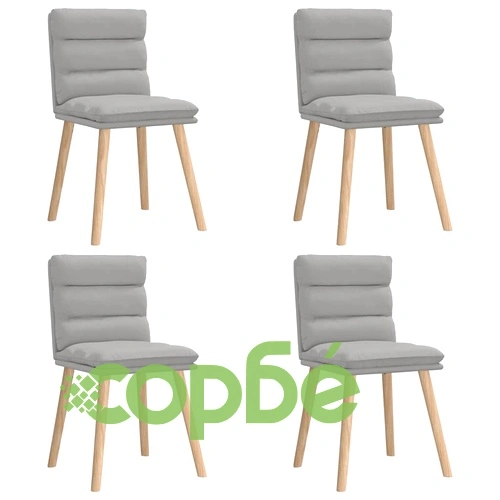 Трапезни столове, 4 бр, облачно сиви, текстил, с метална рамка ➤ топ цена ➤ sorbe.bg