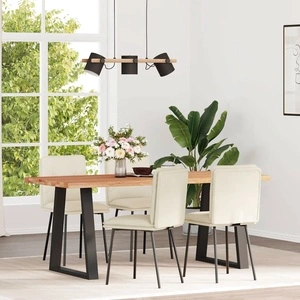 Луксозен комплект от 4 трапезни стола от кремаво кадифе с метална основа