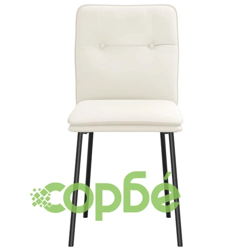 Луксозен комплект от 4 трапезни стола от кремаво кадифе с метална основа ➤ топ цена ➤ sorbe.bg