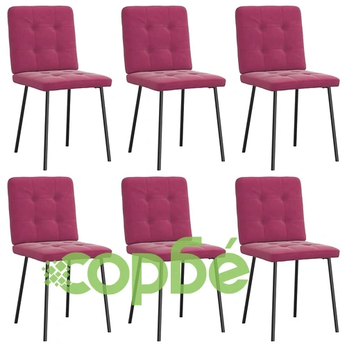 Трапезни столове от кадифе, 6 бр, виненочервени, метална рамка, 45x54x83 см ➤ топ цена ➤ sorbe.bg