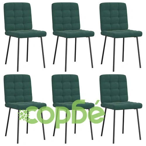 Луксозни Трапезни Столове от Кадифе, 6 бр, Тъмнозелени, с Метална Рамка ➤ топ цена ➤ sorbe.bg