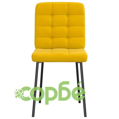 Луксозни Трапезни Столове от Жълто Кадифе, Комплект от 6 бр., с Метална Рамка ➤ топ цена ➤ sorbe.bg