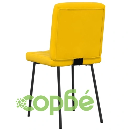 Луксозни Трапезни Столове от Жълто Кадифе, Комплект от 6 бр., с Метална Рамка ➤ топ цена ➤ sorbe.bg