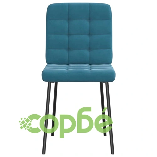 Луксозен комплект от 6 трапезни стола с кадифена тапицерия в син цвят ➤ топ цена ➤ sorbe.bg