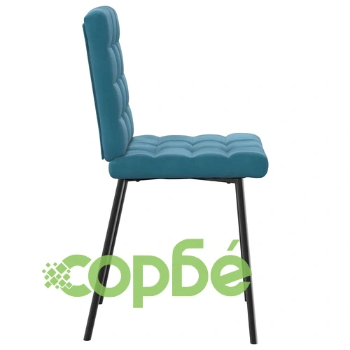 Луксозен комплект от 6 трапезни стола с кадифена тапицерия в син цвят ➤ топ цена ➤ sorbe.bg