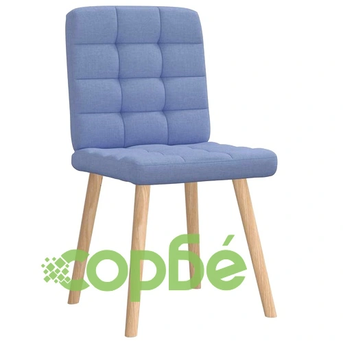 Комплект от 6 Трапезни Стола с Дънково Син Текстил и Дървена Рамка ➤ топ цена ➤ sorbe.bg