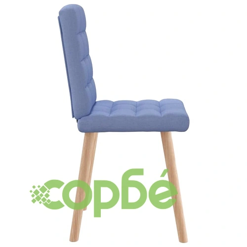 Комплект от 6 Трапезни Стола с Дънково Син Текстил и Дървена Рамка ➤ топ цена ➤ sorbe.bg