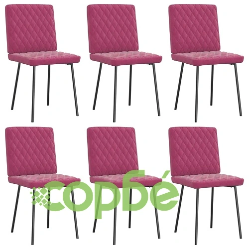 Луксозни трапезни столове, 6 бр, виненочервени, кадифени с метална рамка ➤ топ цена ➤ sorbe.bg