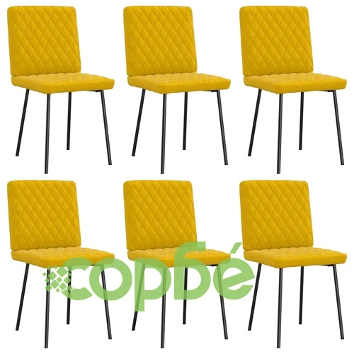 Луксозни трапезни столове от кадифе, комплект от 6 броя, жълти ➤ топ цена ➤ sorbe.bg