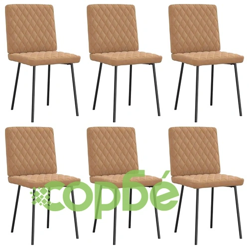 Луксозни трапезни столове, 6 бр., кафяво кадифе, метална рамка ➤ топ цена ➤ sorbe.bg