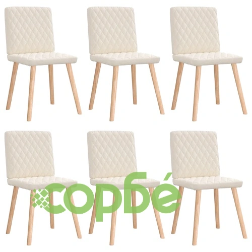 Елегантни трапезни столове, 6 броя, с тапицерия от лен и масивна дървена конструкция ➤ топ цена ➤ sorbe.bg