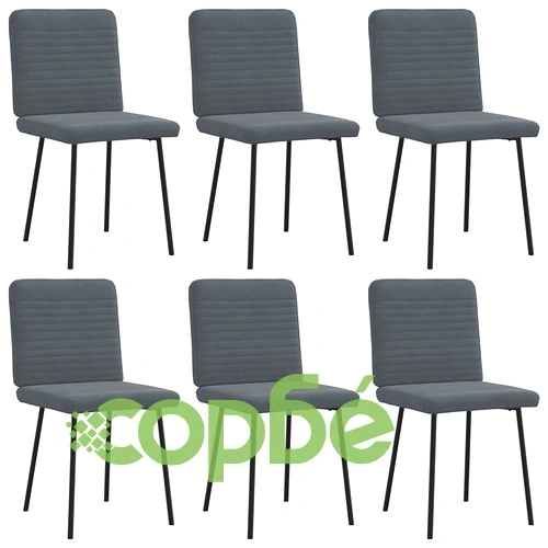 Луксозни Трапезни Столове от Кадифе, Комплект 6 бр., Тъмносиви, с Метална Основа ➤ топ цена ➤ sorbe.bg