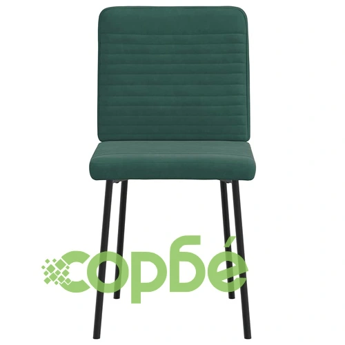 Трапезни столове, 6 бр, тъмнозелени, кадифени, с метална рамка ➤ топ цена ➤ sorbe.bg