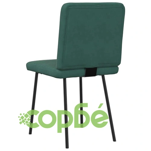 Трапезни столове, 6 бр, тъмнозелени, кадифени, с метална рамка ➤ топ цена ➤ sorbe.bg