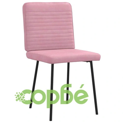 Трапезни столове от розово кадифе, комплект 6 броя, метална рамка ➤ топ цена ➤ sorbe.bg