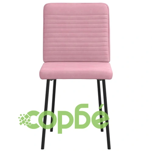 Трапезни столове от розово кадифе, комплект 6 броя, метална рамка ➤ топ цена ➤ sorbe.bg