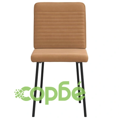 Трапезни столове от кафяво кадифе, комплект 6 бр, метална рамка ➤ топ цена ➤ sorbe.bg