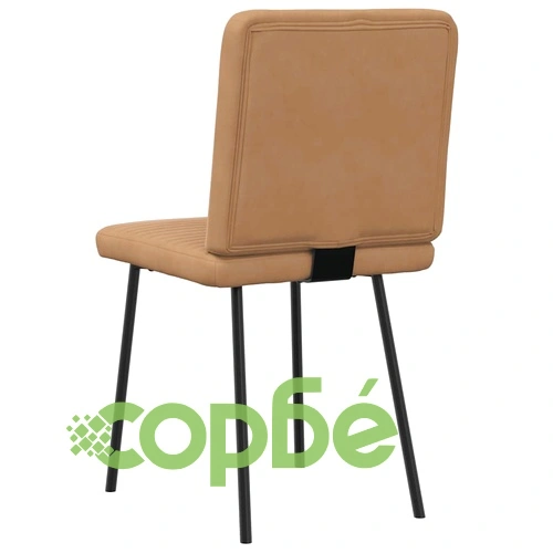 Трапезни столове от кафяво кадифе, комплект 6 бр, метална рамка ➤ топ цена ➤ sorbe.bg