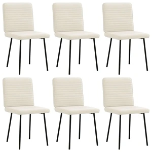 Трапезни столове от кадифе, комплект 6 броя, кремав цвят