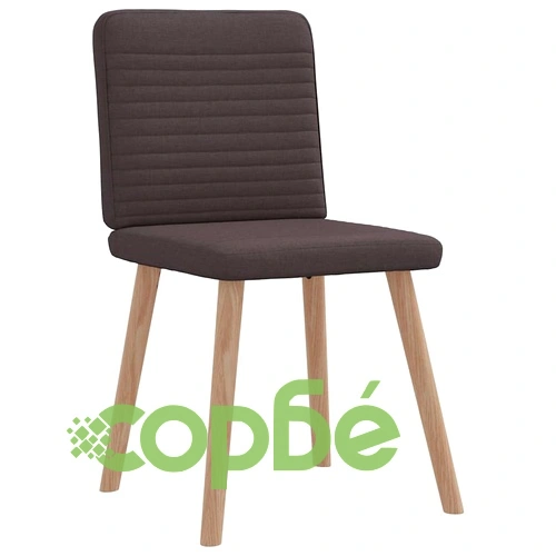 Трапезни столове, 6 бр, тъмнокафяви, полиестерен текстил, с метална и дървена рамка ➤ топ цена ➤ sorbe.bg