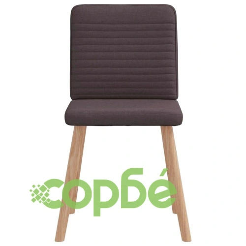 Трапезни столове, 6 бр, тъмнокафяви, полиестерен текстил, с метална и дървена рамка ➤ топ цена ➤ sorbe.bg
