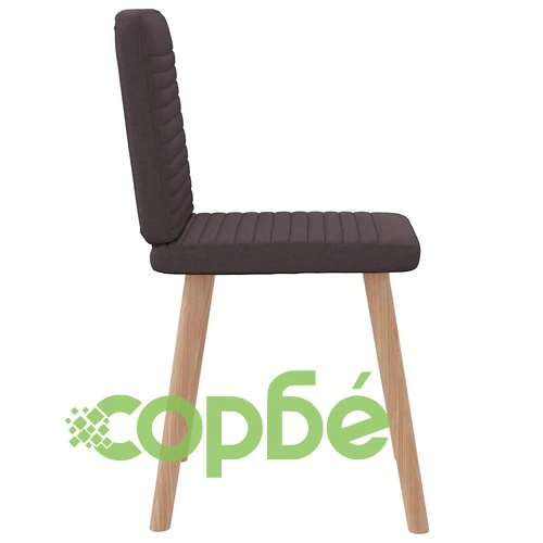 Трапезни столове, 6 бр, тъмнокафяви, полиестерен текстил, с метална и дървена рамка ➤ топ цена ➤ sorbe.bg