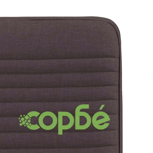 Трапезни столове, 6 бр, тъмнокафяви, полиестерен текстил, с метална и дървена рамка ➤ топ цена ➤ sorbe.bg