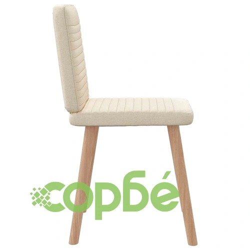 Трапезни столове, 6 бр, кремав плат, дървена и метална конструкция ➤ топ цена ➤ sorbe.bg