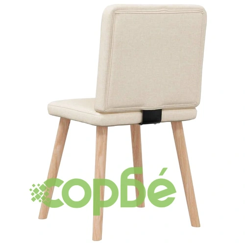 Трапезни столове, 6 бр, кремав плат, дървена и метална конструкция ➤ топ цена ➤ sorbe.bg