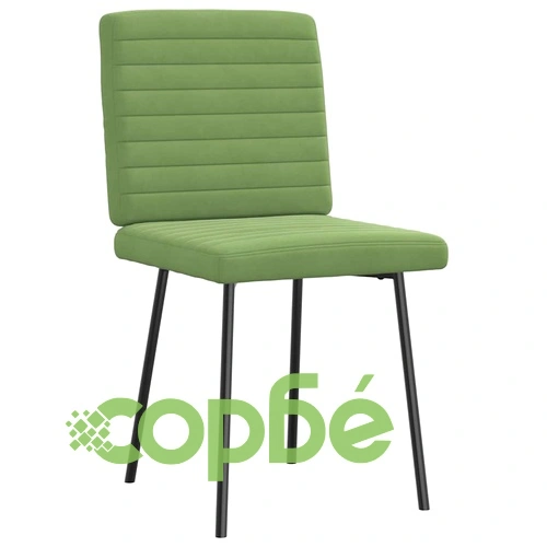 Луксозни трапезни столове от кадифе, 6 броя, светлозелени, с метална рамка ➤ топ цена ➤ sorbe.bg