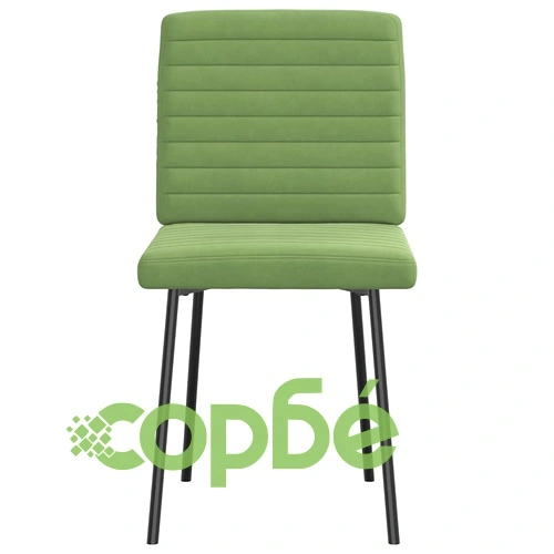 Луксозни трапезни столове от кадифе, 6 броя, светлозелени, с метална рамка ➤ топ цена ➤ sorbe.bg