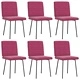 Луксозни трапезни столове от кадифе, комплект 6 бр, виненочервени